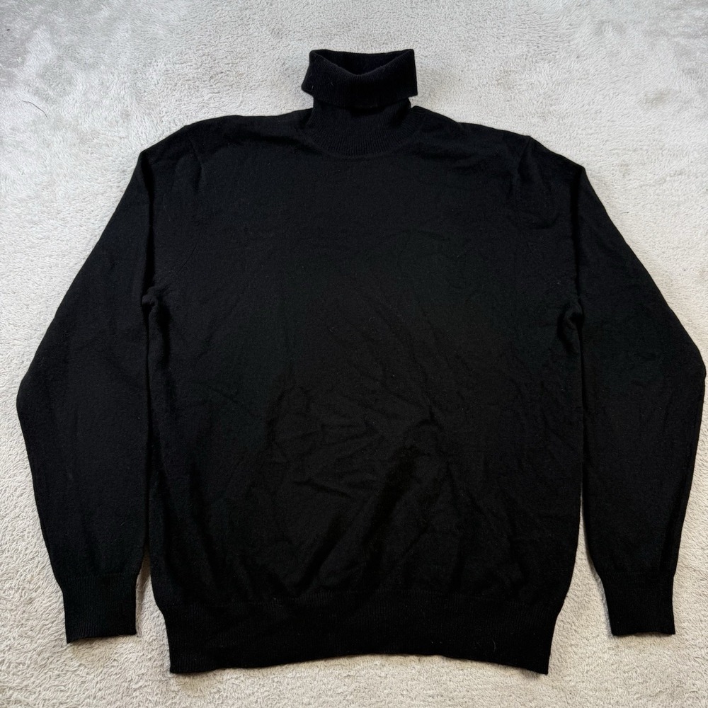 Patrick James Sweater Mens Medium Black 100% Cashmere Turtleneck Pullover Soft